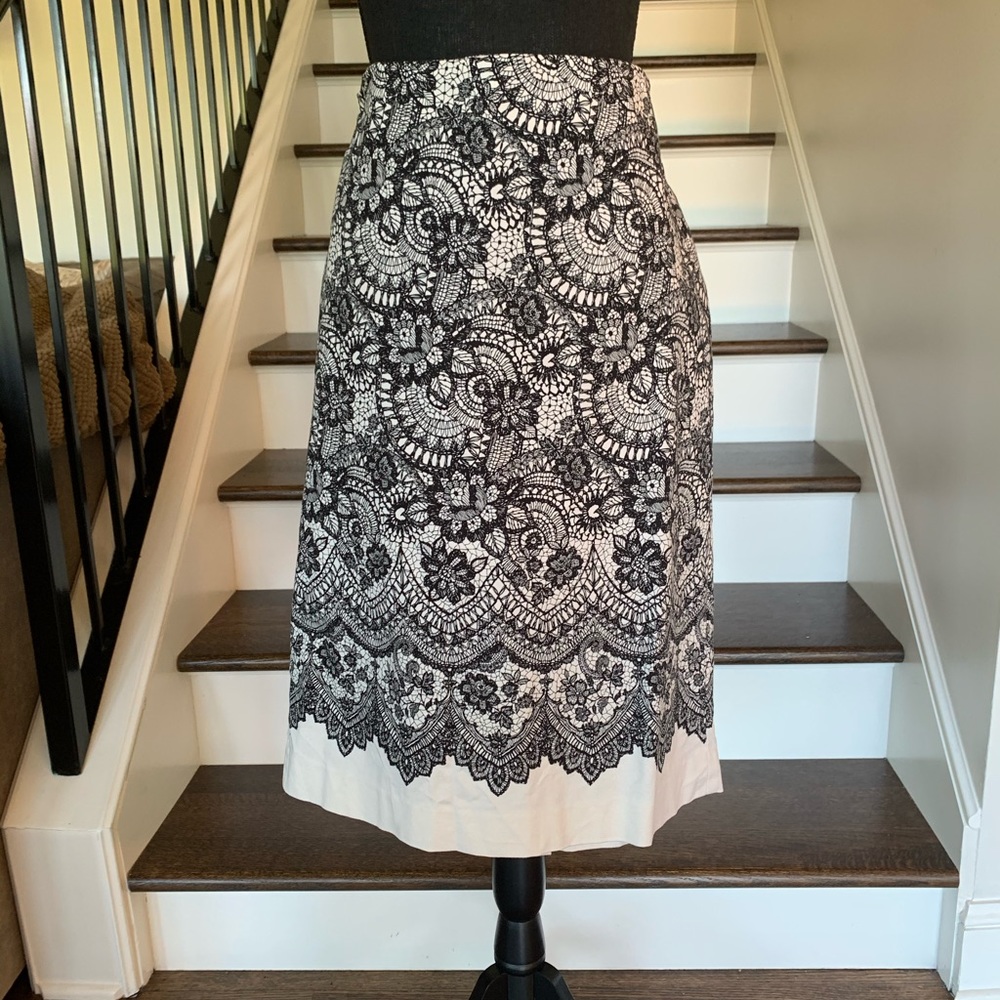 Talbots Patterned Black & White Skirt